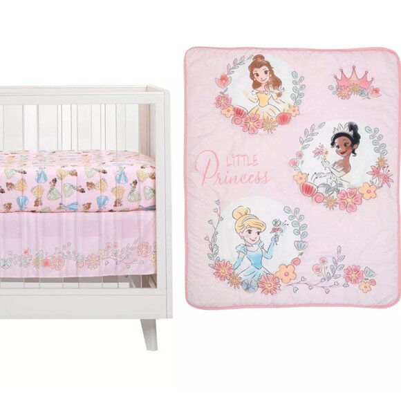 NWT Lambs & Ivy Disney Baby Princesses Crib Bedding Set - 3pc - Picture 1 of 9